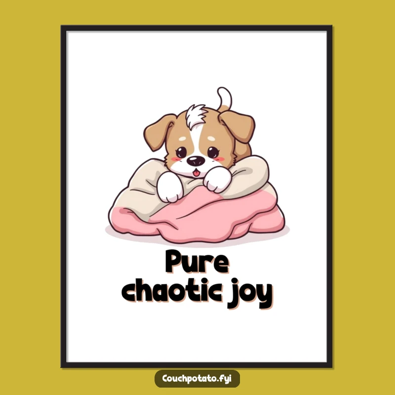 Funny Energetic Puppy Blanket Dive Digital Art - Playful Dog Printable