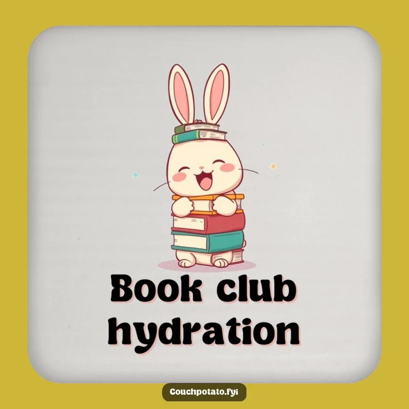 Funny Rabbit Book Coaster - Protect Surfaces with Hilarious Intellect