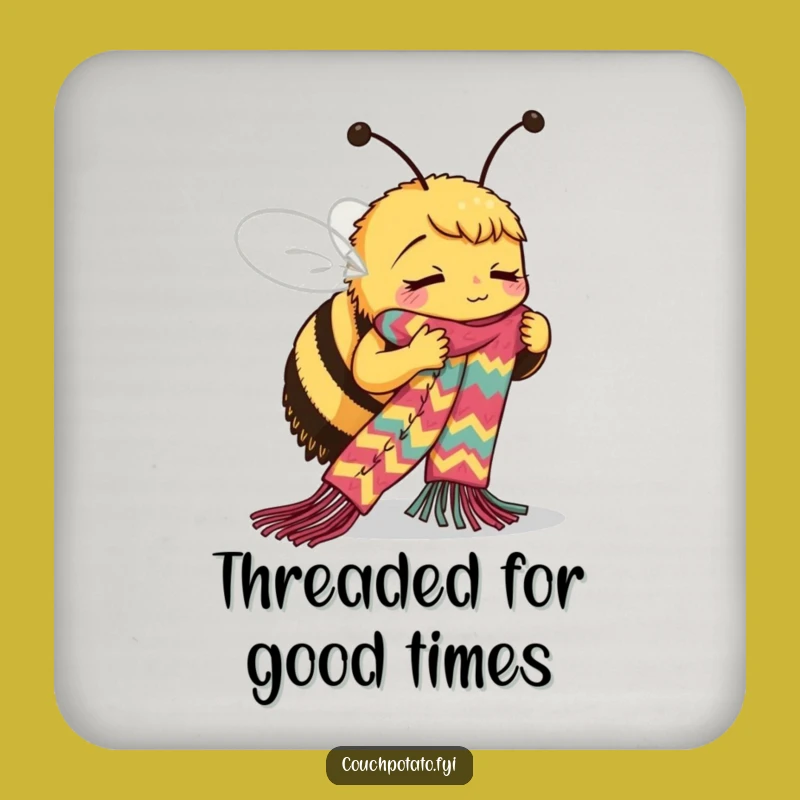 Funny Bee Coaster: Busy Knitter, Hilarious Gift for Crafty Homes
