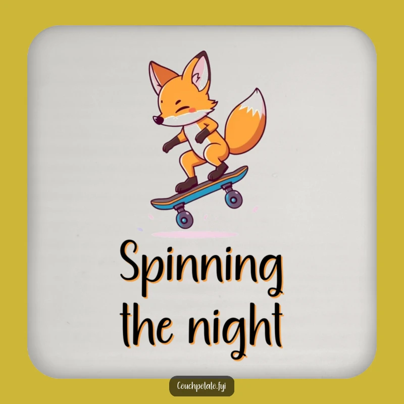 Funny Fox Skateboard Trick Coaster: Protect Surfaces with Rad Style, Unique Funny Gift