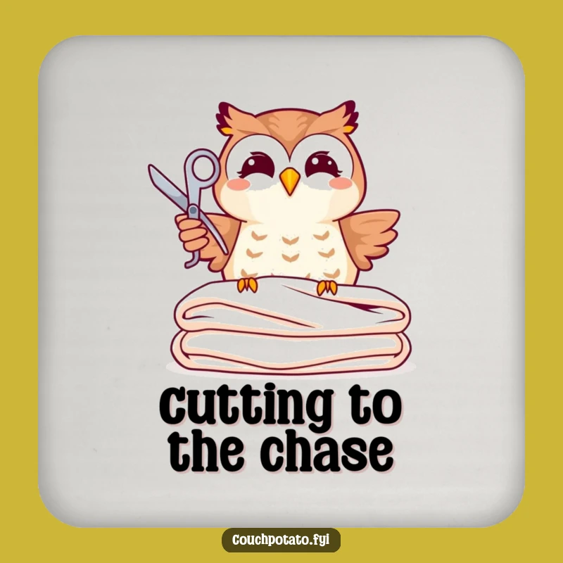 Funny Joyful Owl Sewing Coaster: Whimsical Owl Crafting Drink Protector