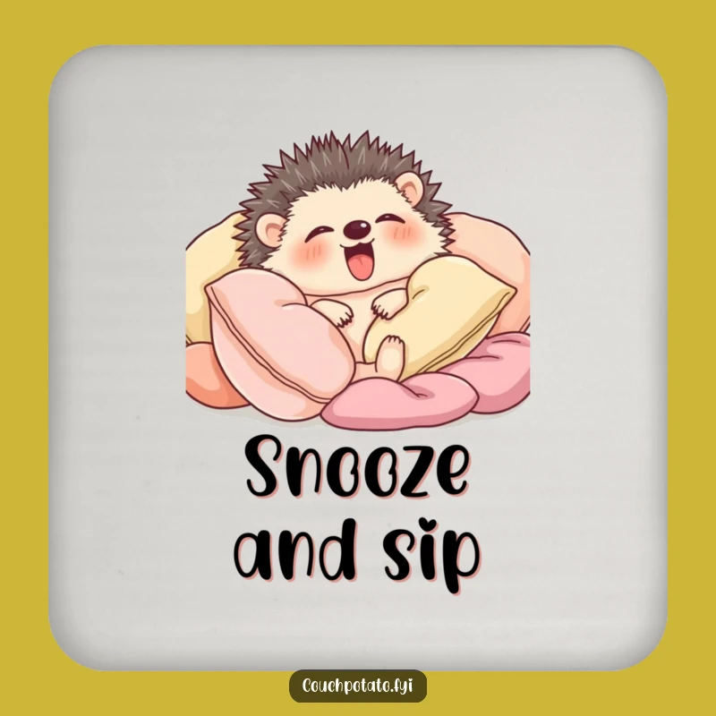 Funny Yawning Hedgehog Coaster: Protect Surfaces with Hilarious Hedgehog Relaxing