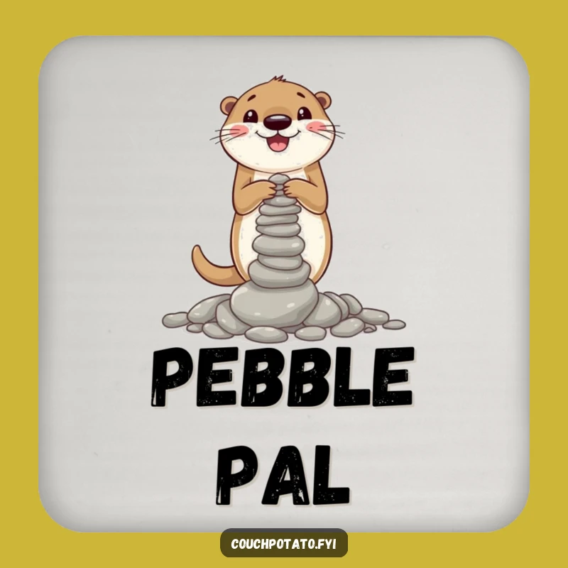 Funny Otter Pebble Tower Drink Coaster: Protect Surfaces with Cute Animal Art