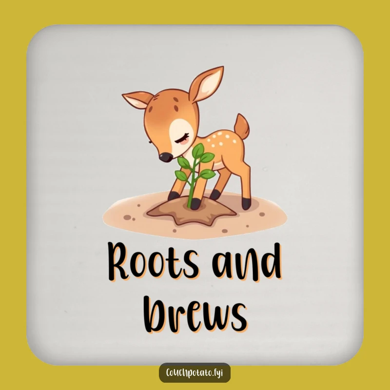 Funny Deer Sapling Coaster: Gentle Gardener, Hilarious Protection for Tables