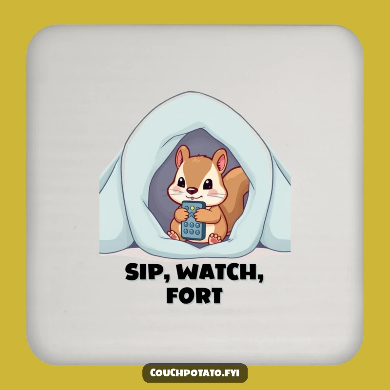Funny Squirrel Fort Coaster - Cozy Gamer Table Protector