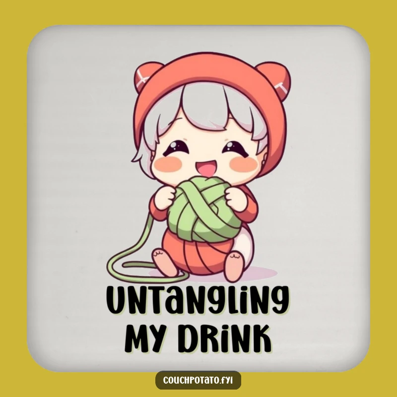 Funny Yarn Knot Coasters: Protect Surfaces with Playful Untangling Design, Perfect Gift