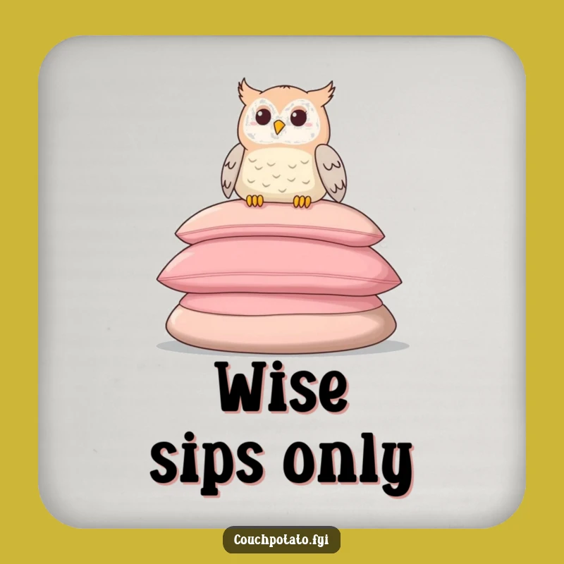 Funny Relaxed Owl Drink Coaster: Protect Surfaces With Calm Charm, Perfect Gift