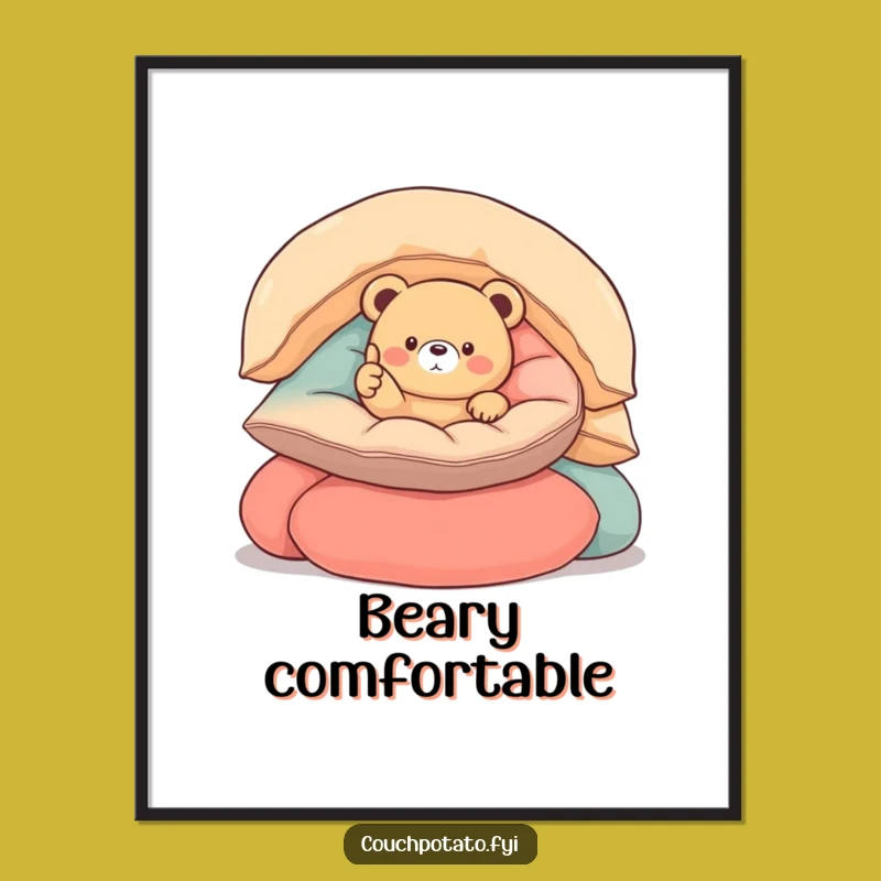 Funny Round Bear Thumbs Up Poster - Cheerful Cushion Art