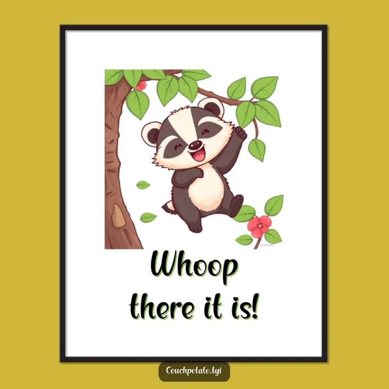 Funny Badger Vine Swing Poster: Joyful Decor, Hilarious Art, Perfect Funny Gift