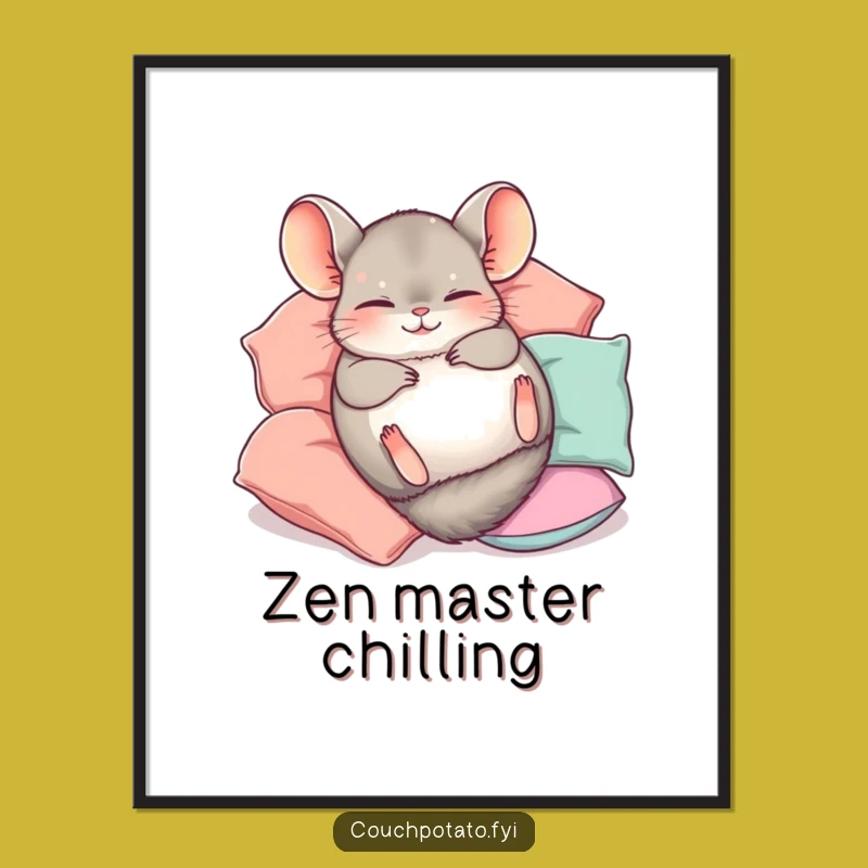 Funny Chinchilla Poster: Happy Roll Art for a Cheerful Space Gift