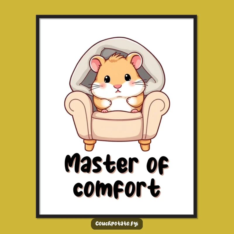 Funny Chubby Hamster Cozy Blanket Poster - Adorable Wall Art for Comfort Lovers