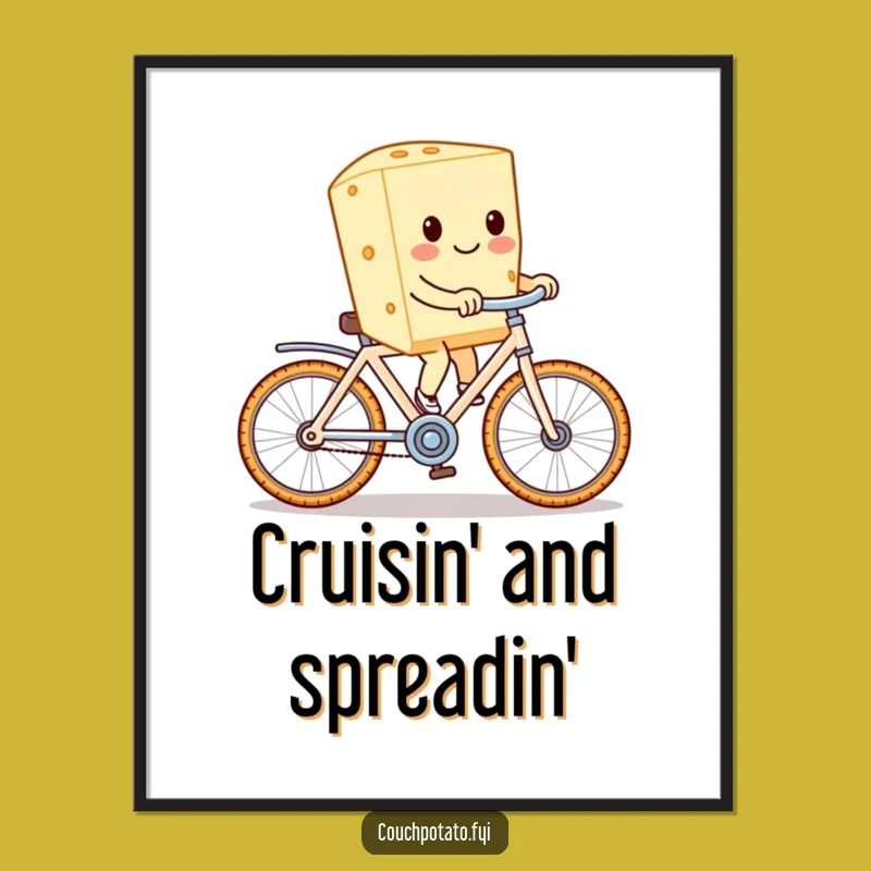 Funny Cream Cheese Cracker Bike Poster: Whimsical Wall Art for Your Funny Space!