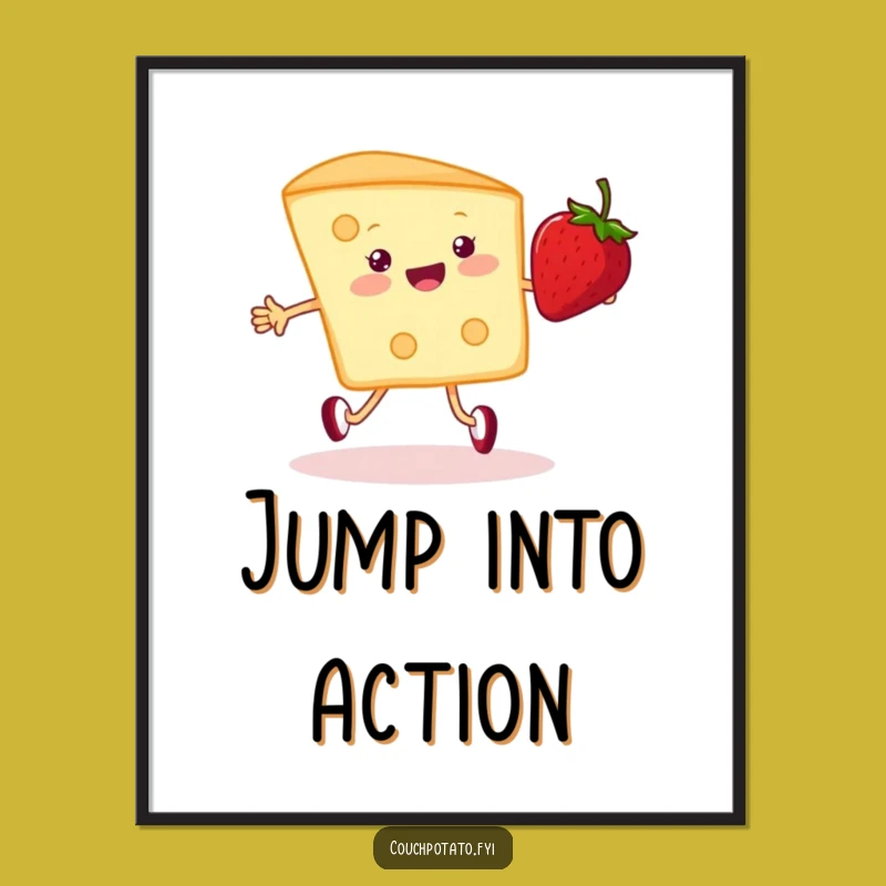 Funny Cream Cheese & Strawberry Poster - Whimsical Jumping Rope Art for Walls