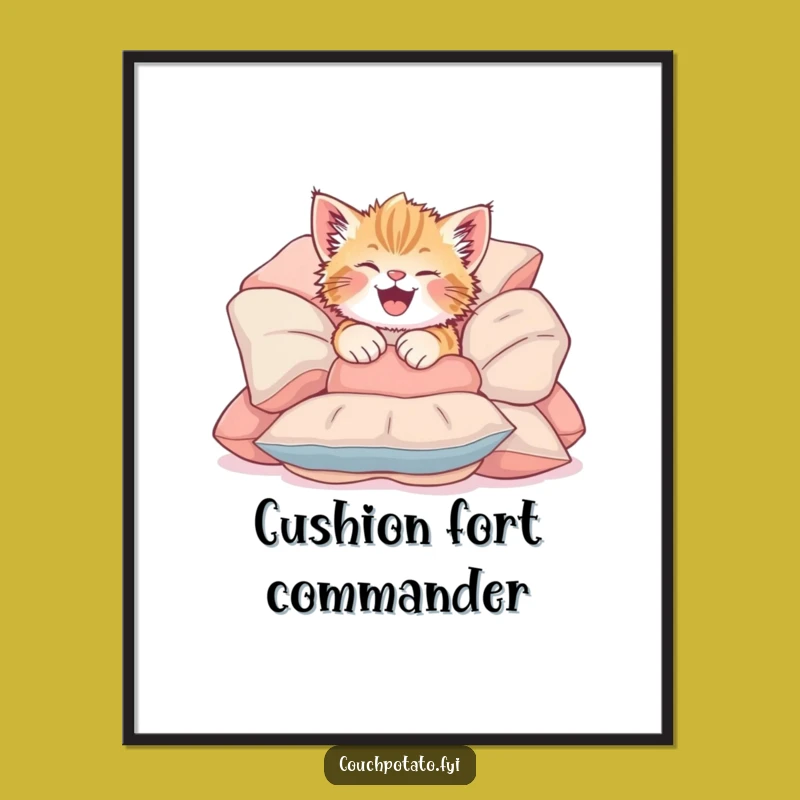 Funny Giggling Kitten Poster: Joyful Tumble Art for Playful Decor Gift