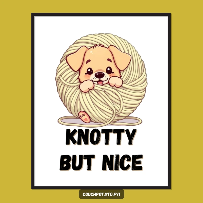 Funny Puppy Yarn Play Poster: A Hilarious Pet Themed Art Gift