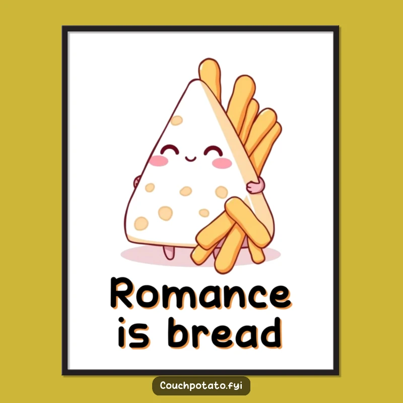 Funny Smitten Cream Cheese Breadstick Poster - Romantic Wall Art, Humorous Gift
