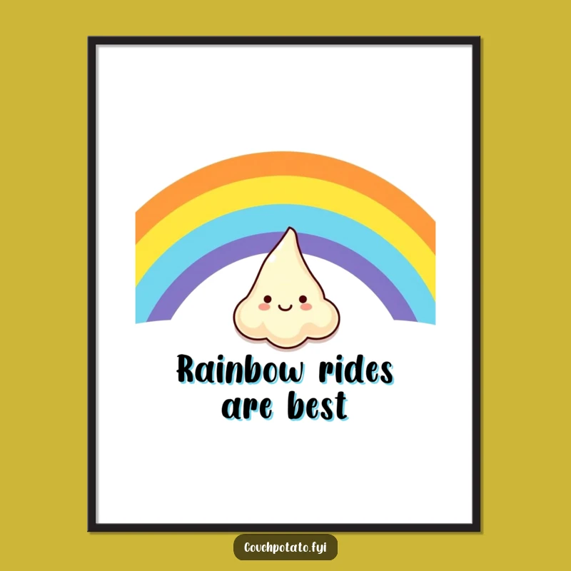 Funny Giggling Cream Cheese Rainbow Art Print - Whimsical Wall Decor, Humorous Gift