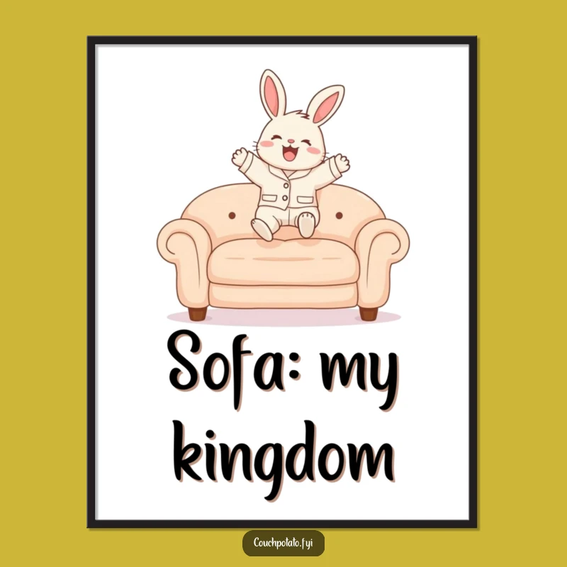 Funny Bunny Pajama Poster: Cheerful Leap Art for a Happy Home Gift