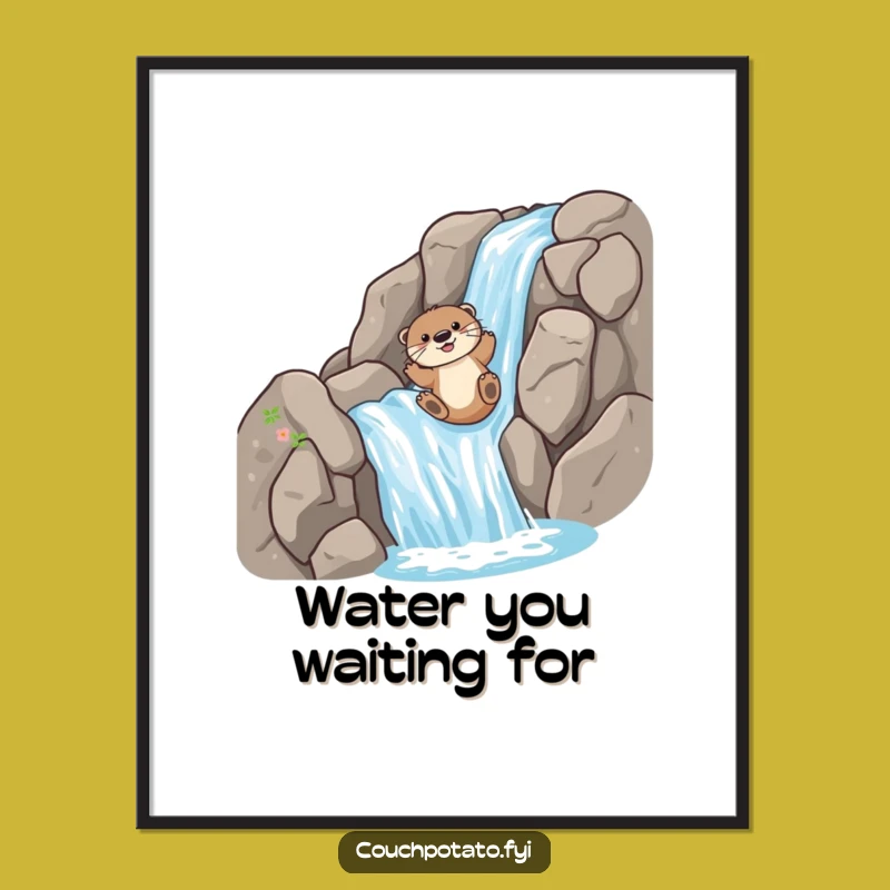 Funny Otter Slide Poster: Hilarious Wildlife Art for Walls, Perfect Wall Decor Funny Gift Idea