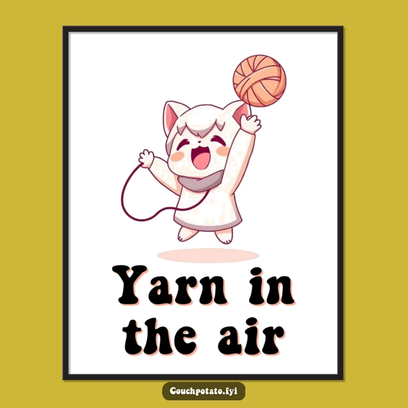 Funny Yarn Toss Poster: Vibrant Character Art, Perfect Gift for Crafty Decor Lovers