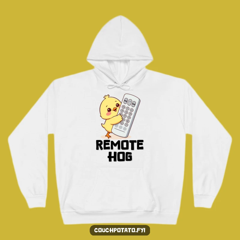Cozy Funny Chick Hugging Big Remote Control Hoodie - Warm & Hilarious Gift