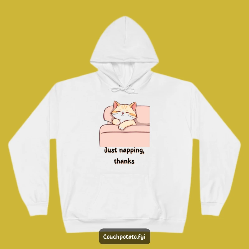 Cozy Funny Content Cat Nap Hoodie - Relaxed Pet Character Apparel