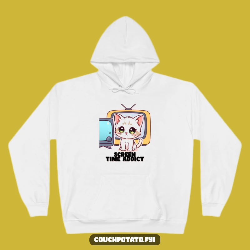 Cozy Funny Kitten TV Night Hoodie: A Hilarious Feline Comfort Gift