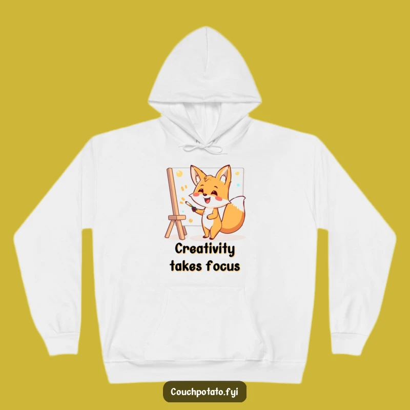 Funny Fox Hoodie: Cheerful Artist Painting Enthusiastically, Cozy & Hilarious Gift