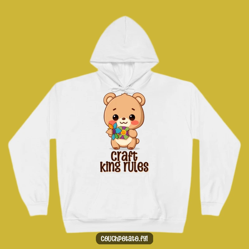 Funny Bear Cub Hoodie - Cozy Crafter Apparel for Creative Souls