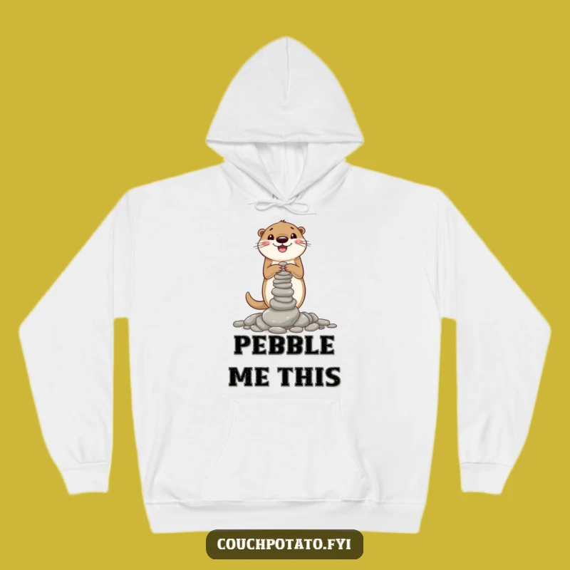 Funny Otter Pebble Tower Hoodie: Cozy Animal Builder Sweatshirt for Otter Enthusiasts