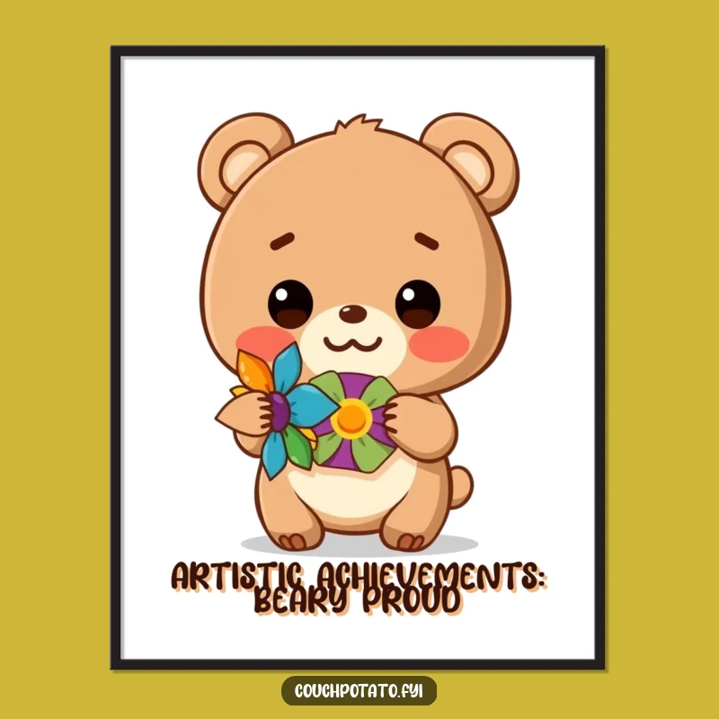 Free Printable Bear Cub Craft Art - Funny Animal Downloadable Poster for Your Wall