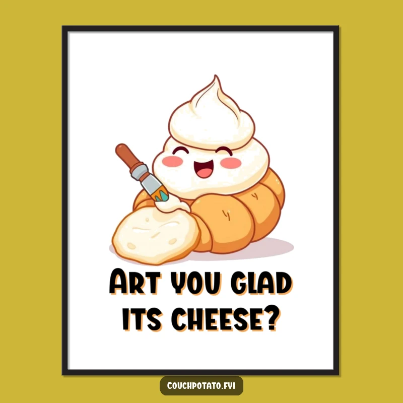 Free Printable Wall Art: Cream Cheese Croissant Art Funny Downloadable Art