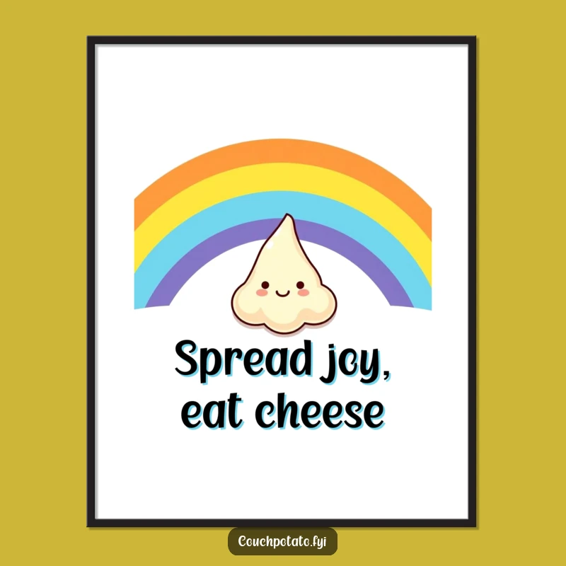 Free Printable Wall Art: Giggling Cream Cheese Rainbow Slide Funny Downloadable Art