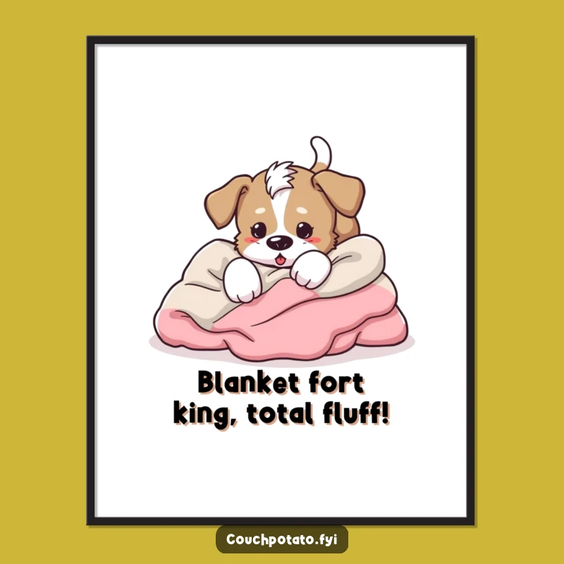 Funny Free Printable Puppy Art: Energetic Blanket Dive Downloadable Decor