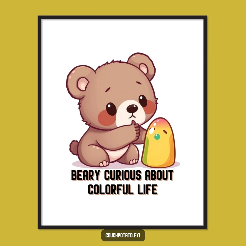 Funny Free Printable Wall Art: Cute Bear Cub Exploring for Whimsical Home Decor