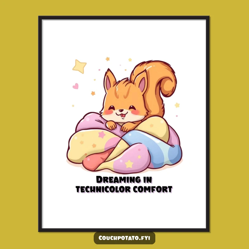 Funny Free Printable Wall Art: Dreaming Squirrel, Cozy Cute Downloadable Decor