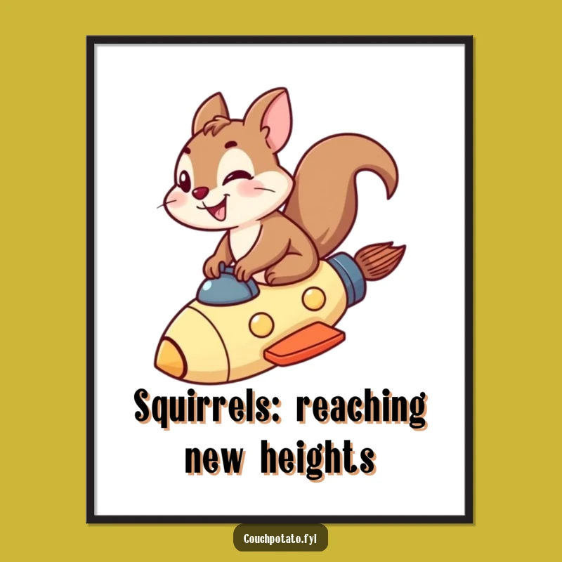 Funny Free Printable Wall Art: Rocket Squirrel Adventure, Humorous Downloadable Decor!