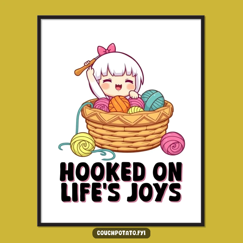 Free Printable Wall Art: Happy Crocheter Humorous DIY Decor Download