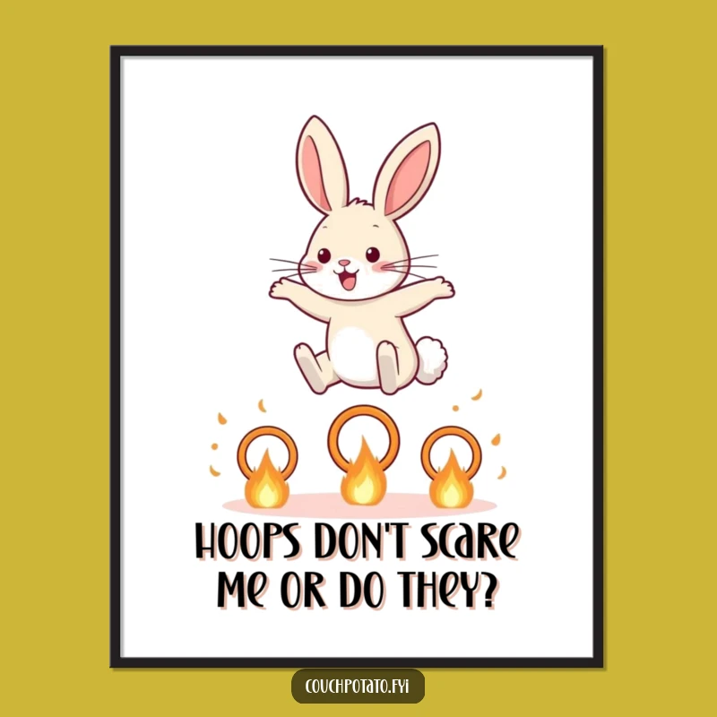 Funny Free Printable Wall Art: Rabbit Leaping Fire Hoops