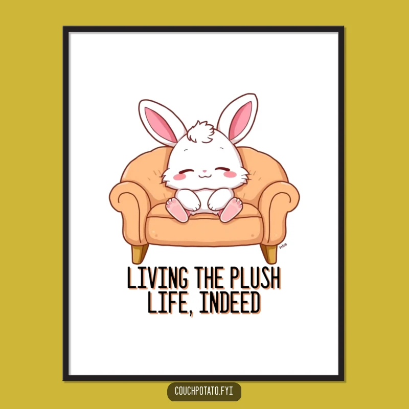Funny Free Printable Wall Art: Cozy Bunny Lounging, Relaxation Humor, Downloadable Decor