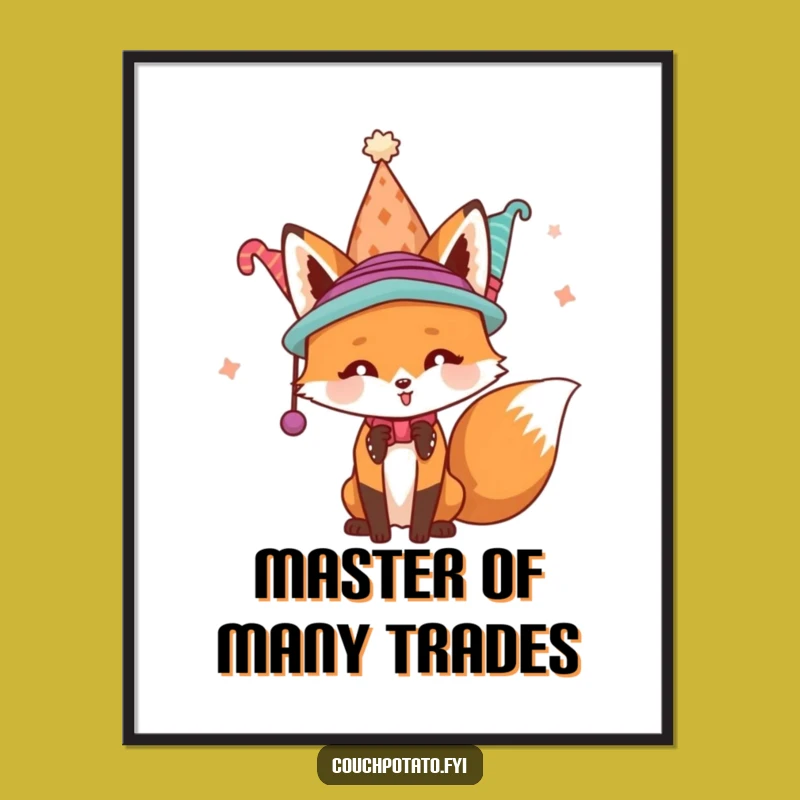 Free Printable Wall Art: Fox With Hats Funny Downloadable Art Gift