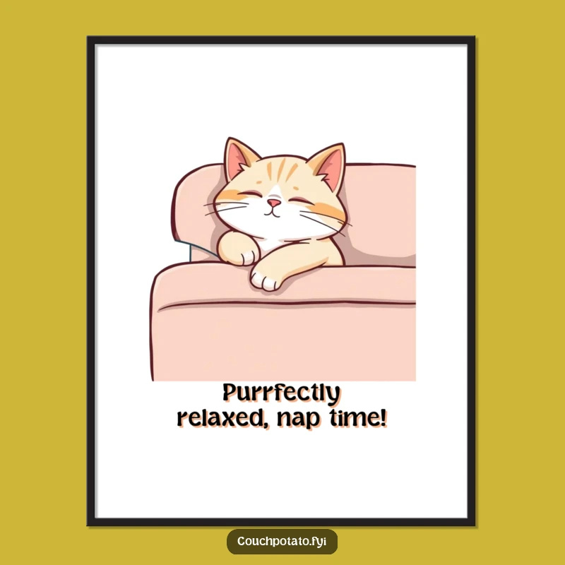 Funny Free Printable Cat Art: Sleepy Feline Chill Downloadable Decor