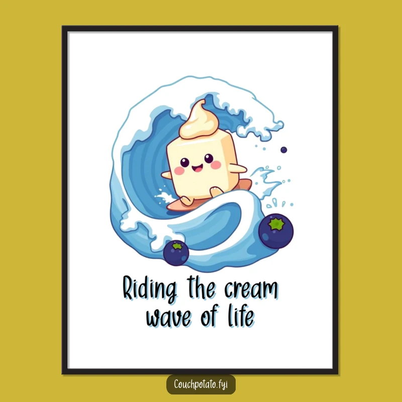 Funny Free Printable Wall Art: Cream Cheese Surfer Cool Downloadable Decor