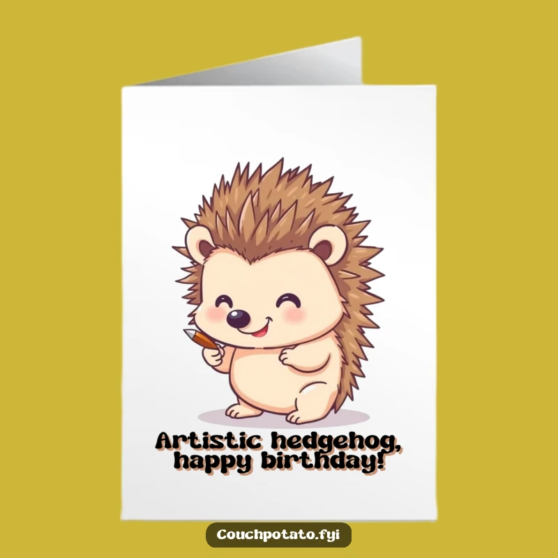 Free Printable Birthday Card: Funny Hedgehog Art for a Quirky Downloadable Gift
