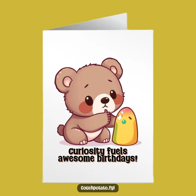 Free Printable Birthday Card: Funny Bear Cub Discovery for a Hilarious Downloadable Gift