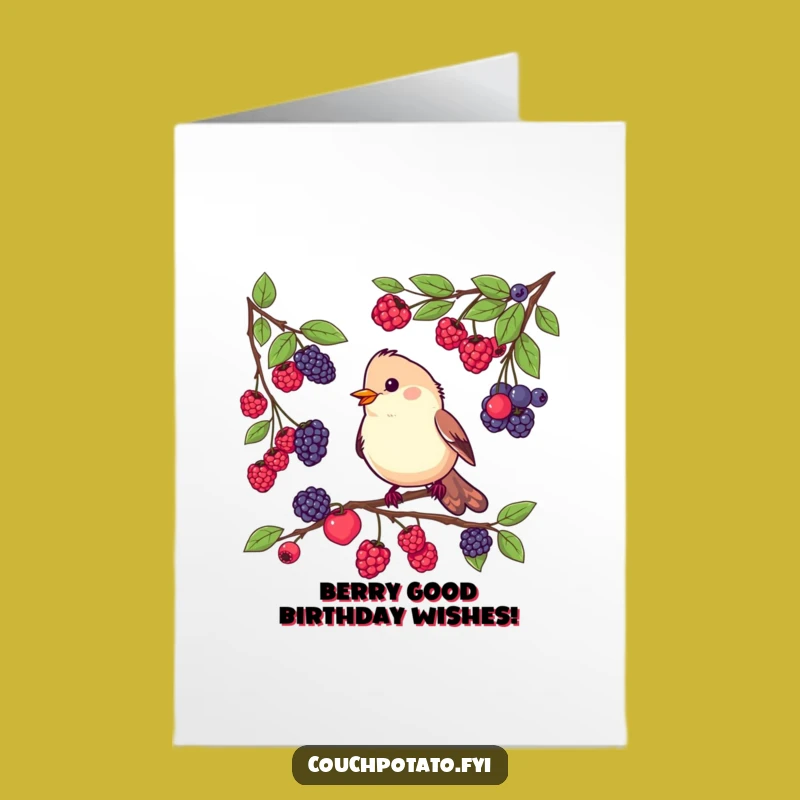 Free Printable Birthday Card: Funny Bird Berry Tasting for a Delightful Downloadable Gift