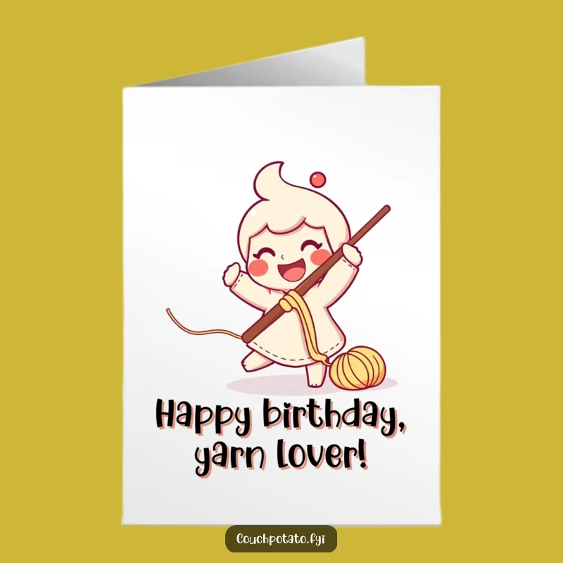 Free Printable Birthday Card: Smiling Crocheter Swings Hook, Fun DIY Gift