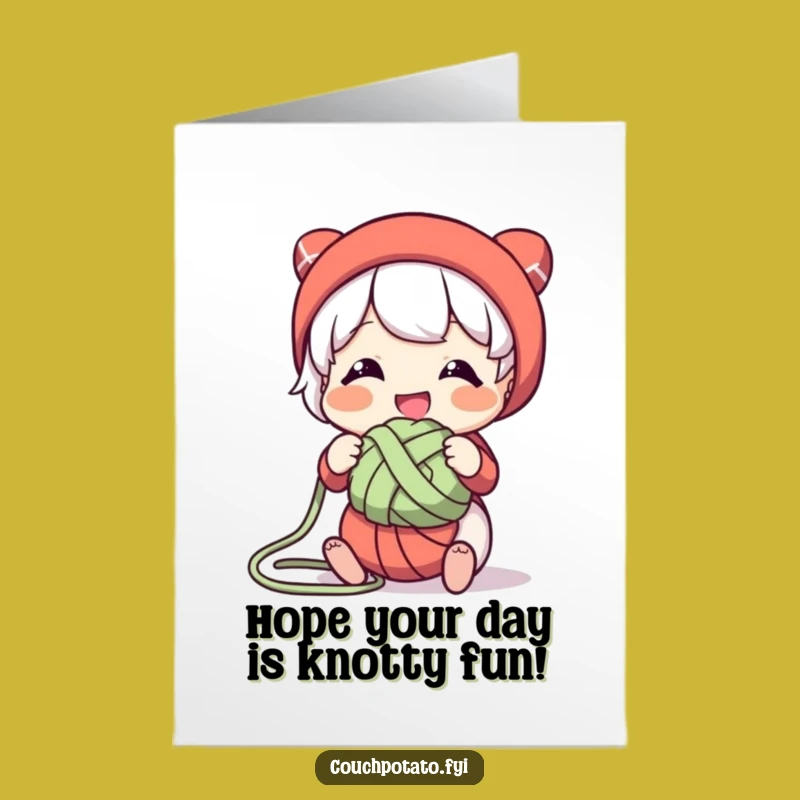 Free Printable Birthday Card: Yarn Wrangler Funny Character DIY Gift Download