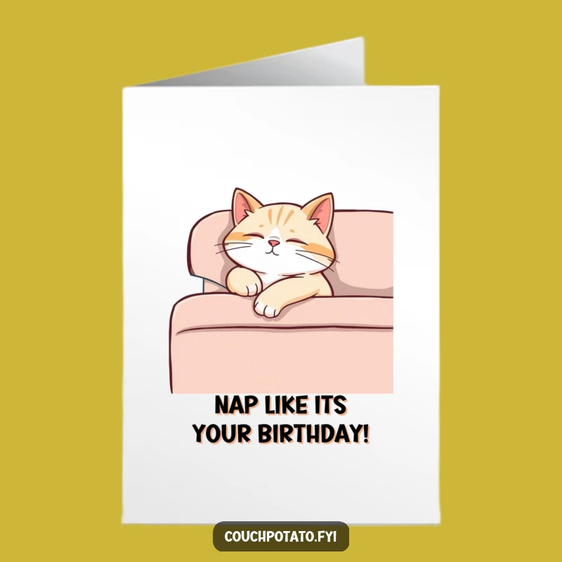 Free Printable Cat Birthday Card: Funny Sleepy Feline Downloadable Gift