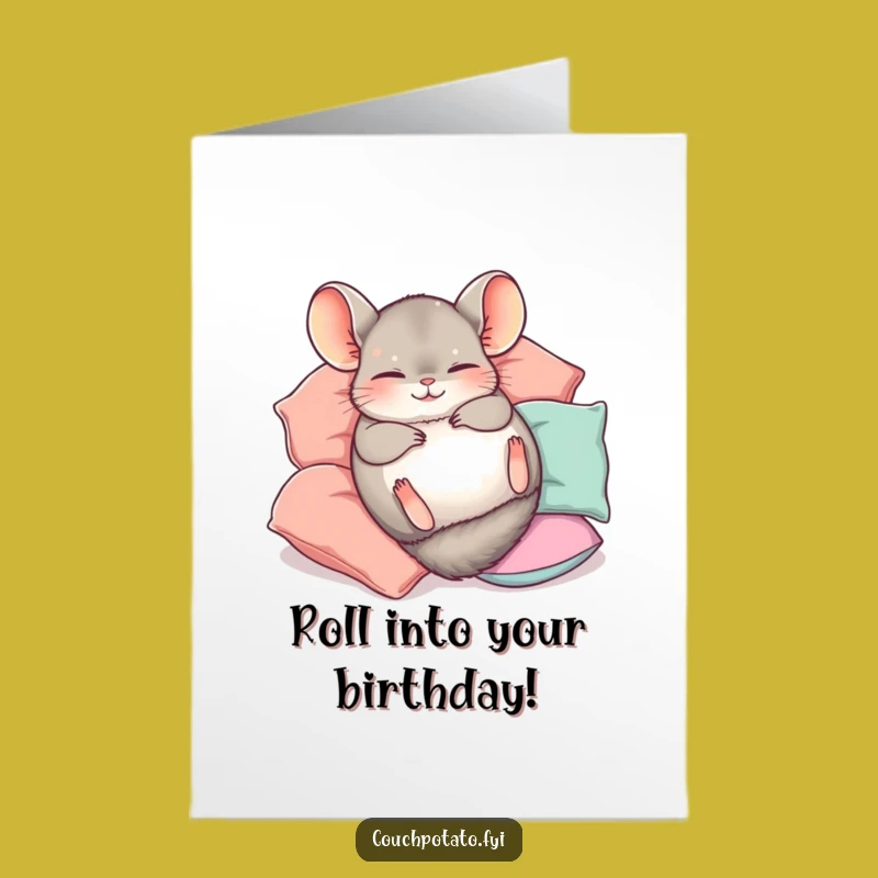 Free Printable Chinchilla Birthday Card: Happy Roll Funny Downloadable Gift Joy